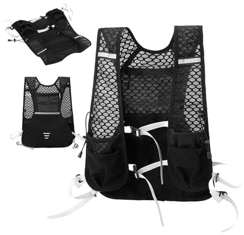 Chaleco de correr, mochila reflectante de hidratación, ultraligera y transpirable, unisex, mochila para correr, senderismo, senderismo, ciclismo, carreras, maratón, artículos esenciales para maratones