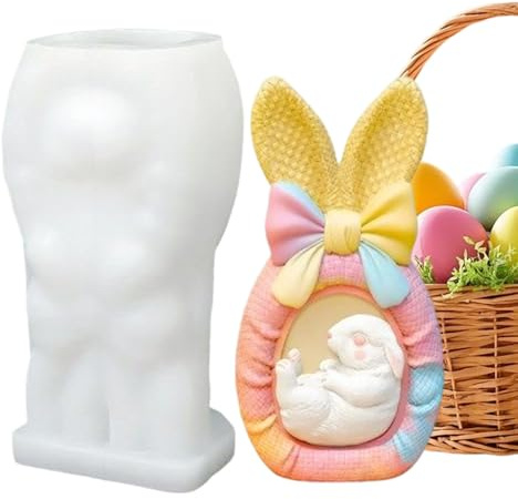 Juego de moldes de Silicona 3D de Conejito de Pascua, Molde de Vela detallado para moldeo, Material elástico para moldeo de Resina, Trabajos de Arcilla, proyectos creativos, esculturas Hechas en