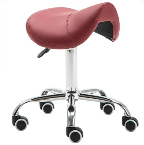 LQVAIPT Tabouret de Selle hydraulique sur roulettes, Chaise de beauté pivotante et roulante for Salon, siège de Massage Spa for Coiffure, manucure, thérapie par Tatouage(Claret)