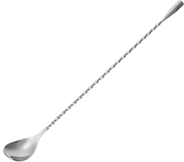 NUOBESTY Cuchara de Bar de Acero Inoxidable 304, Mango Largo 30 Cm, Agitador de Cóctel Liso para Mezclar Bebidas y Postres, Utensilio Duradero para Cocina y Bar Profesional