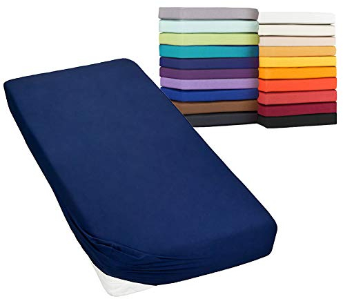 Moon-Classic Spannbettlaken Boxspringbett Wasserbett Spannbetttuch Matratzen 160g/²m 140x200-160x220 dunkelblau