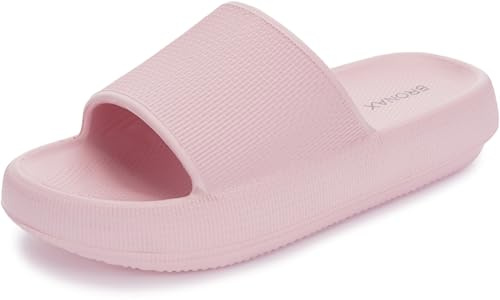 BRONAX Pillow Slippers for Women and Men | House Slides Shower Sandals | Cushioned Thick Sole 39-40 Pink