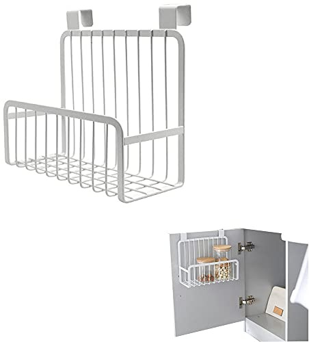 QQRR Organizador Armario Cocina, Estante De Cocina Para Colgar, Cestas Almacenaje Cocina, Pieza De Gancho, para Puertas De Armario De Cocina, Puertas De Baño, Puertas De Armario(Blanco)