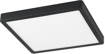 EGLO connect.z Smart-Home LED Bad-Deckenlampe Fueva-Z, L x B 28,5 cm, ZigBee, App und Sprachsteuerung Alexa, Lichtfarbe (warmweiß-kaltweiß), dimmbar, Alu Aufbauleuchte schwarz, IP44
