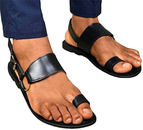 Minetom Sandale Homme D'Été PU Bout Ouvert Sandales Romaines D'Extérieur Rétro Gladiateur Chaussures De Plage Tongs