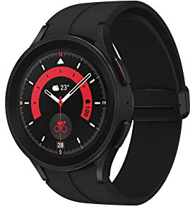 Samsung Galaxy Watch5 Pro Smart Watch, Health Monitoring, Fitness Tracker, Long Lasting Battery, LTE, 45mm, Black Titanium, UK Version (Renewed)