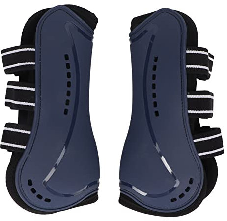 Jiawu Vordere Springsehnen-Pferdegamaschen, 1 Paar PU-Shell-Pferde-Sehnengamaschen, Pferde-Vorderbeinschutz-Stiefelwickel, Pferdeschutzgamaschen Zum Reiten, Springen, Wettkampfschutz (L)