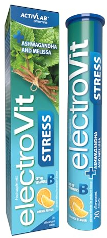 Activlab ElectroVit StRESS - 20 Brausetabletten mit Elektrolyten, Ashwagandha, Melisse und B-Vitaminen, unterstützen die Flüssigkeitszufuhr des Körpers