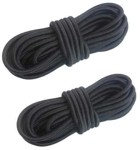 YQBFTC 2 Pezzi Corda Elastica 3mm x 10m,Fai Da te Elastici Per Telone,Cordino Elastico,Corde Elastiche,Corda di Gomma Versatile per Sdraio,Pesca,Vela,Campeggio e Fissaggio Tende