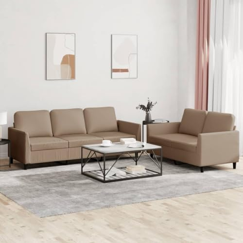 Gecheer Sofá de 2 y 3 Plazas, Capuchino, Cuero Sintético, Confortable, para Salón y Familia
