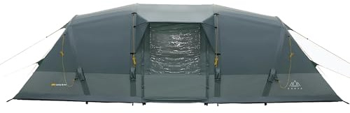 KADVA Tente de Camping AIRcamp 8.44 Passager Construction en Tunnel 640 x 205 x 195 cm Résistance à l'eau 3000 mm Deux Chambres Vestibule Spacieux Transport Facile Poches Pratiques Couleur Vert