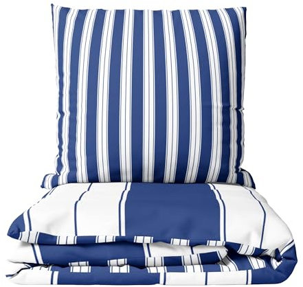 Leonado Vicenti Bettwäsche Set blau 135x200 cm Bezug 80x80 cm Kissenbezug gestreift Baumwolle mit verdecktem Reißverschluss Wendebettwäsche