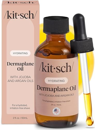 Kitsch Dermaplane Face Oil with Jojoba & Argan Oil – Hydrating Facial Formula for Dermaplaning Tool, Gua Sha & Razor Use – Irritation-Free Shave Oil for Soft, Radiant Skin – 2oz