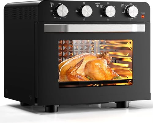 Karinear Mini Forno ad Aria 36 L, 6 in 1 Forno + Friggitrice ad Aria, 1800W Air Fryer di Manopola, Barbecue, Cuocere, Circolazione d'Aria Calda a 360°, Temperatura fino a 230°, 60 Minutes Timer, Nero