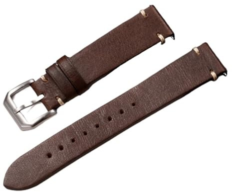 Första Lagret Av Handsytt Kohud, Rem I Äkta Läder, Öra, 20 Mm, 22, Herr- Och Damklockor(B,20mm)