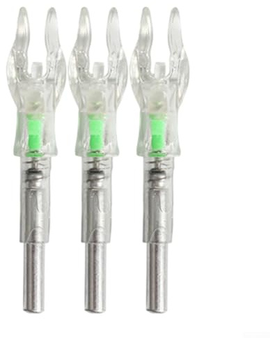 Yhenlovtt Lot de 3 encoches lumineuses à DEL de 4,2 mm pour arcs composés et recourbés, pointes lumineuses phosphorescentes pour flèches de chasse, rouge, bleu, vert (4.2 vert)