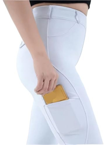 GIYXHU Ridbyxor dam ridbyxor fullsäte knäbyxor ridning skola tights utomhus sportkläder utrustning kläder, Vitt, S