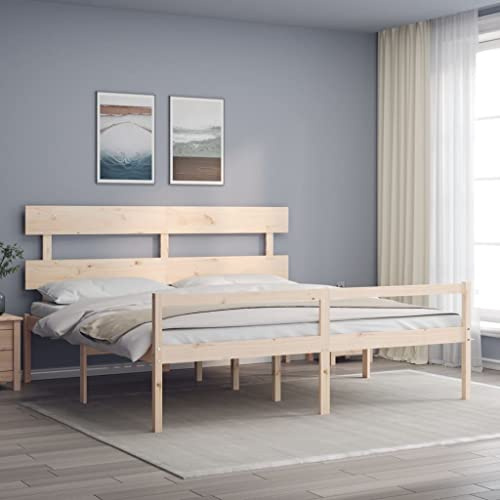 Genérico Cama para Personas Mayores con cabecero Madera Maciza 200x200cm,Mobiliario,Camas y Accesorios,Camas y somieres-3195371