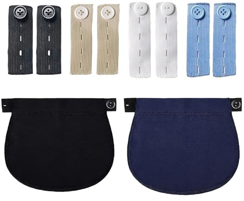10 Pièces Extenseurs de Taille Élastiques pour Pantalons, Extenseur Pantalon Ajustables pour Femmes Enceintes Bouton Jean et Extension Pantalon Grossesse Femmes Hommes Jeans Pantalons