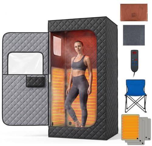 COSTWAY Tienda para Sauna de Infrarrojos con Silla Plegable
