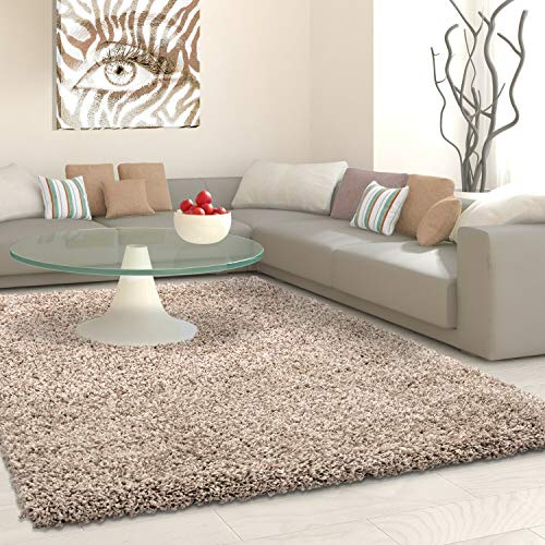viceroy bedding SHAGGY Rug Rugs Living Room Large Soft Touch 5cm Thick Pile Modern Bedroom Living Room Area Rugs Non Shed (Light Beige Mink, 160cm x 230cm (5.5ft x 7.5ft))
