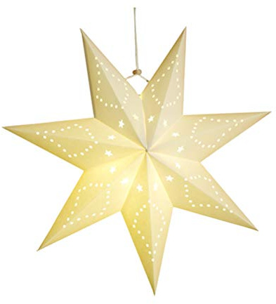 LIOOBO Paper Star Lantern Lamp Shade Christmas Hanging Stars Garland Hollow out Xmas Tree Topper Hanging Ornament for Wedding Birthday New Year Party Home Decor for Indoor and Outdoor 17.7 Inch