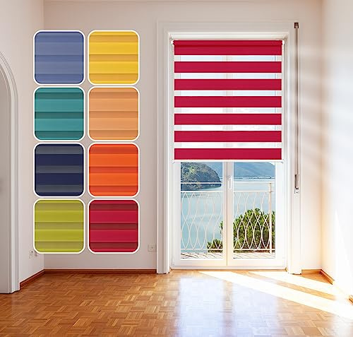 Doppelrollo, Blau, 70x150cm - Duo-Rollo Klemm Fix mit Klemmträger, Fenster-Rollo/Seitenzug-Rollo Ohne Bohren, lichtdurchlässig und verdunkelnd