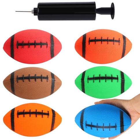 Shindel 6PCS Mini Inflatable Football, 6.3 inch Waterproof Footballs Toys for Kids Perfect Outdoor & Indoor Games, Summer Pool Beach Toy, Birthday & Football Lovers Party Favors