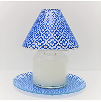 Set paralume+ piatto per candele in giara. Modello Bali in vetro decorato