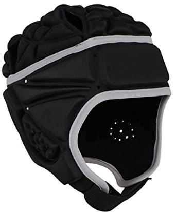 Perfeclan Rugby Helm Kinder, Gepolsterte Kopfbedeckung Rugby Helm Fußball Scrum Cap, Ultraleichter Rugby Kopfschutz Fußball Kopfbedeckung, Schwarz-51cm