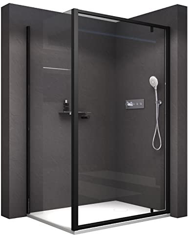 BERNSTEIN Cabina doccia Schermo doccia con ingresso ad angolo 90x90cm con porta a battente NT604 FLEX 6 mm Vetro nano trasparente, Colore profilo : cromo,porta 80cm x vetro fisso 90cm