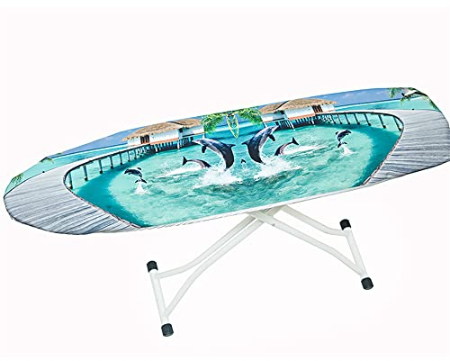 Highdi Housse Table à Repasser 140x50cm, Housse de Table à Repasser Rembourrée Contre la Chaleur Repassage Rapide, 3D Imprimé Housse de Repassage avec Tissu de Protection (Dauphin,140x50cm)