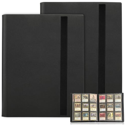 MIVIDE 2pcs Classeur Carte, 360 Pochette Carte Porte-Cartes à Collectionner, 30 Pages Carte Album Livre pour Collectionner Cartes (Noir)