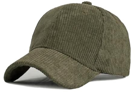 GIVBRO Gorra de béisbol de pana sombrero de invierno cálido sombrero de color sólido clásico vintage unisex gorra deportiva ajustable para hombres mujeres al aire libre, verde militar, Taglia unica