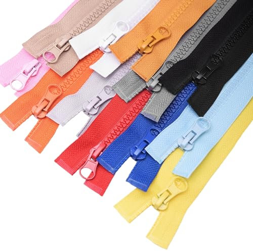 ftiemlovde 10 Farben 5mm ReißVerschluss Teilbar Verschiedene LäNgen,#5 Bunt Reissverschluss 40cm Lang Schwarz Rot Weiss Grau Blau,Reißverschlüsse Kunststoff Kaufen für Jacke Zum NäHen(10 Stücke)