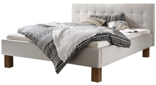 Hasena Polsterbett Noemi 25 Nussbaum 2023 | Stoff grau 160x200