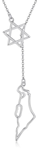CUPENDA Israel Halskette Sterling Silber Davidstern und Israel Karte Anhänger Kette Jüdischer Schmuck Geschenke für Frauen