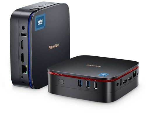 Blackview Mini PC,2025 Intel Twin Lake N150(Βeat Ν97/N100,fino a 3,60 GHz), 16GB RAM 512GB M.2 SSD Gaming PC,4K UHD Dual HDMI, 5G WiFi, Gigabit Ethernet, Mini Computer per Ufficio/Casa