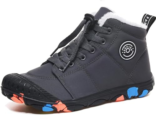 Chaussures pieds nus pour enfants - Imperméables - Chaussures pieds nus - Chaussures d'hiver pour enfants - Chaussures de randonnée légères et antidérapantes en caoutchouc, gris, 31 EU