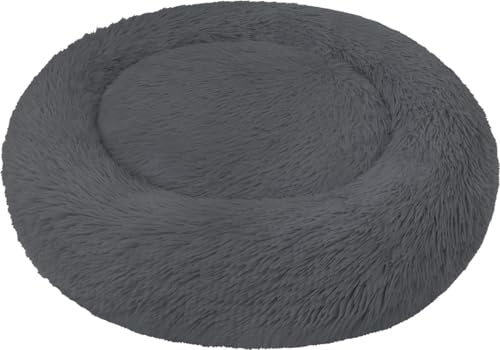 normani Rundes Hundebett für große und kleine Hunde - Ergonomisches Hundekissen Donut - Hundecouch mit hohem Rand Farbe Anthrazit Größe 100 cm x 100 cm x 28 cm