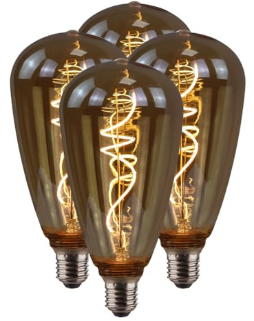 ENOVALITE 4x LED Filament XL Leuchtmittel PEAR Amber - E27 4W 265lm 2200K dimmbar - Vintage Design Ambiente Deko Edison Glühbirne Lampe