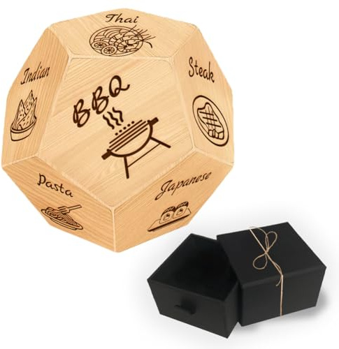 UNICRAFTALE Cubo de decisión de comida para diferentes cocinas, colador de decisiones de madera, dados de noche, regalos, cena, dados de decisión para mujeres, hombres, esposas, maridos, regalos de