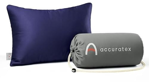 ACCURATEX Campingkudde – 100 % bomull andningsbart överdrag, strimlat minnesskum komprimerbar resekudde, camping- och resetillbehör – liten ryggsäckskudde camping nödvändigheter för sömn