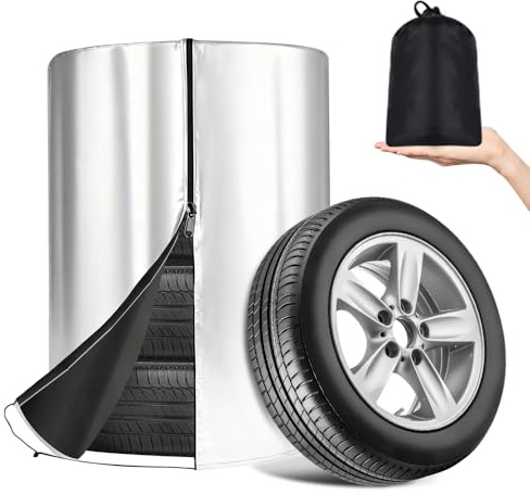 Huucozn Reifenabdeckung Auto Reifenschutzhülle Reifentasche wasserdichte Autoreifenabdeckung 210D Oxford Reifenhülle mit Reißverschluss Reifen Abdeckung Garage Reifentaschen 18-22 Zoll für 4 Reifen