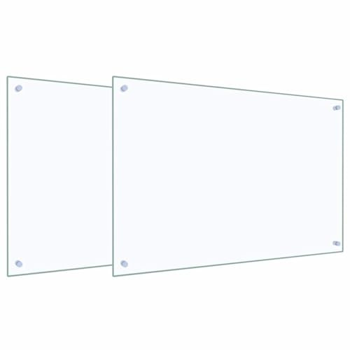 vidaXL Küchenrückwand 2 pcs Transparent 90 x 60 cm Gehärtetes Glas, Moderne Küchenrückwand, langlebiger hitzebeständiger Glas-Schutz, schlankes Upgrade für den Kochbereich