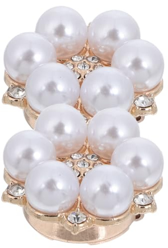 Healvian Copri Bottoni da Donna con Strass a Forma di Fiocco di Neve, Set 2 Pezzi in Lega con Perle Finte, Copertura Pulsante Rimovibile a Clip per Camicie Formali e Abiti da Festa