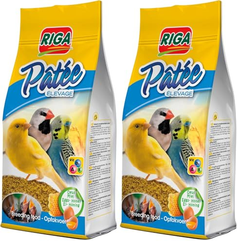 Riga - Pâtée d'Élevage pour Oiseaux - Aliment Complémentaire Oiseaux Granivores - Aux Œufs Et Au Miel - Riche en Vitamines Et Protéines - Reproduction, Couvaison Et Sevrage - 100G (Lot de 2)