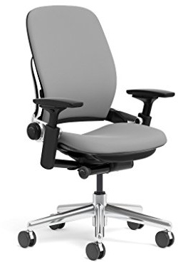 Steelcase Leap Task Chair: Polished Aluminum Base - 4D Adjustable Arms - No Headrest - Hard Floor Casters