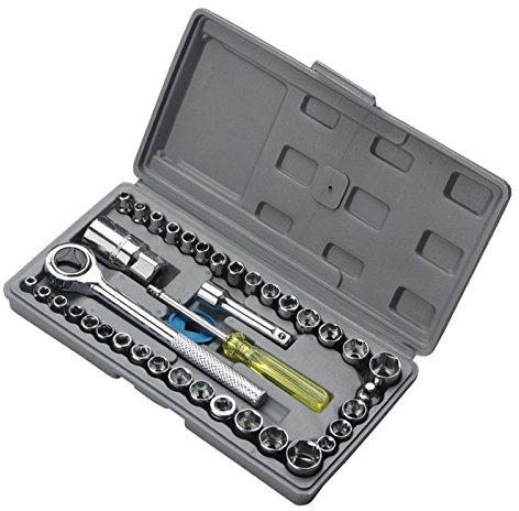 NUZAMAS 40pcs Socket Wrench Socket Set 1/2 1/4 3/8 Reversibile Cricchetto Maniglia DR Drive Ratchet Wrench BitsTool con custodia
