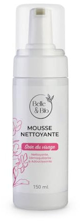 MOUSSE NETTOYANTE BIO VISAGE - BELLE&BIO - Démaquillante, Adoucissante, Tonifiante - Toutes Peaux - Certifiée Bio Ecocert - 150 ml